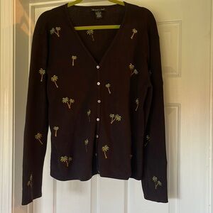 Eagles Eye Palm Tree Cardigan Sweater Size L